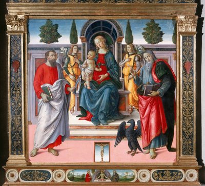 The Madonna and Child Enthroned, Two Angels, St. Bartholomew and St. John the Evangelist by Master of Santo Spirito Master of Santo Spirito